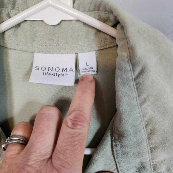 Sonoma Sea Foam Green Suede like Zippered Jacket - Picture 5 of 5